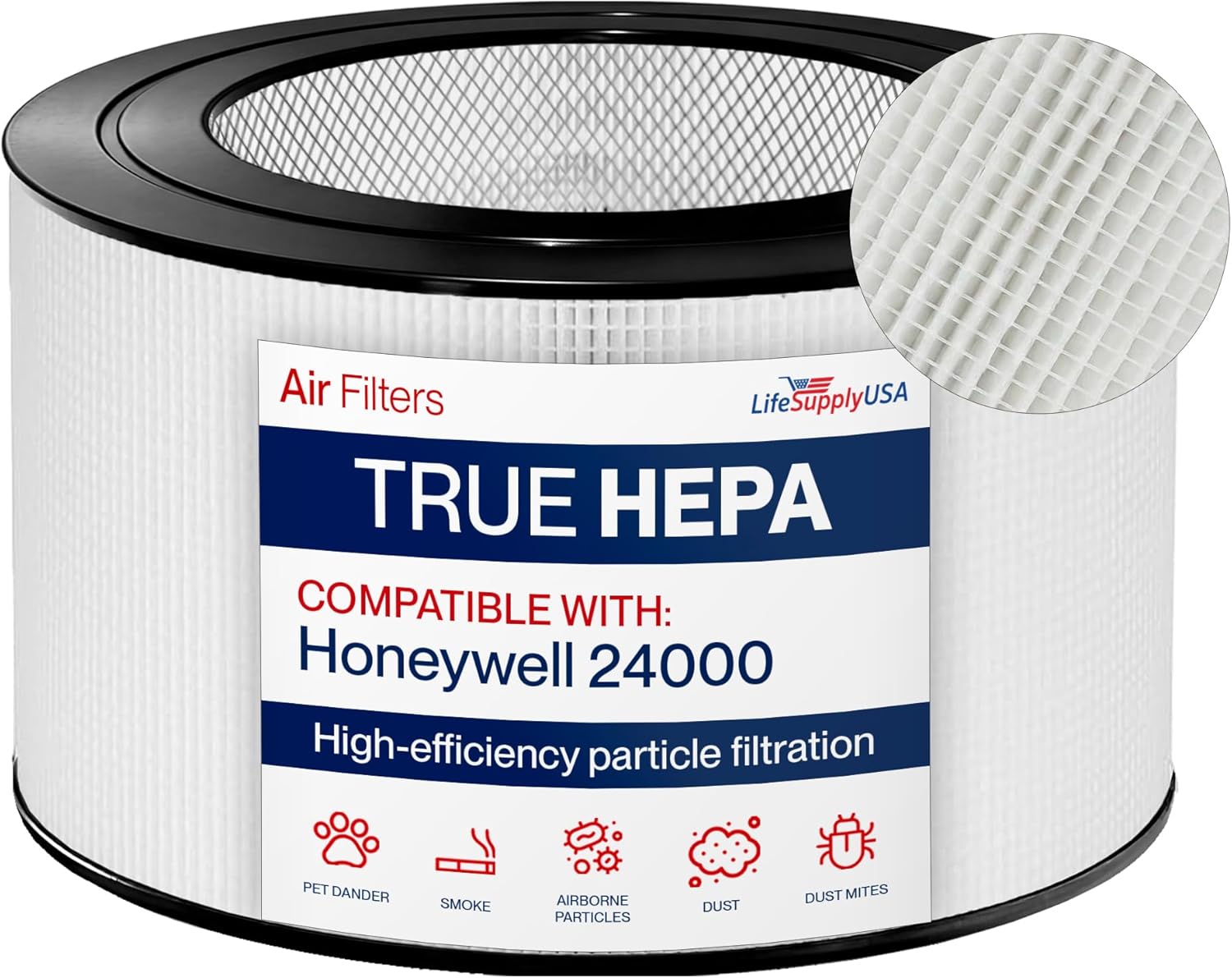 True HEPA Filter Replacement Compatible with Honeywell 21500 21600 Sears Kenmore 833308 Air Purifiers by LifeSupplyUSA