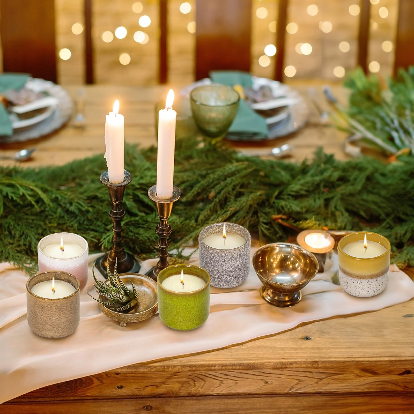 CedarLux Velas en tarro de cerámica, velas de soja para el hogar sin perfume, velas decorativas para vacaciones, cumpleaños, fiestas, vacaciones, 70 horas (11 onzas)