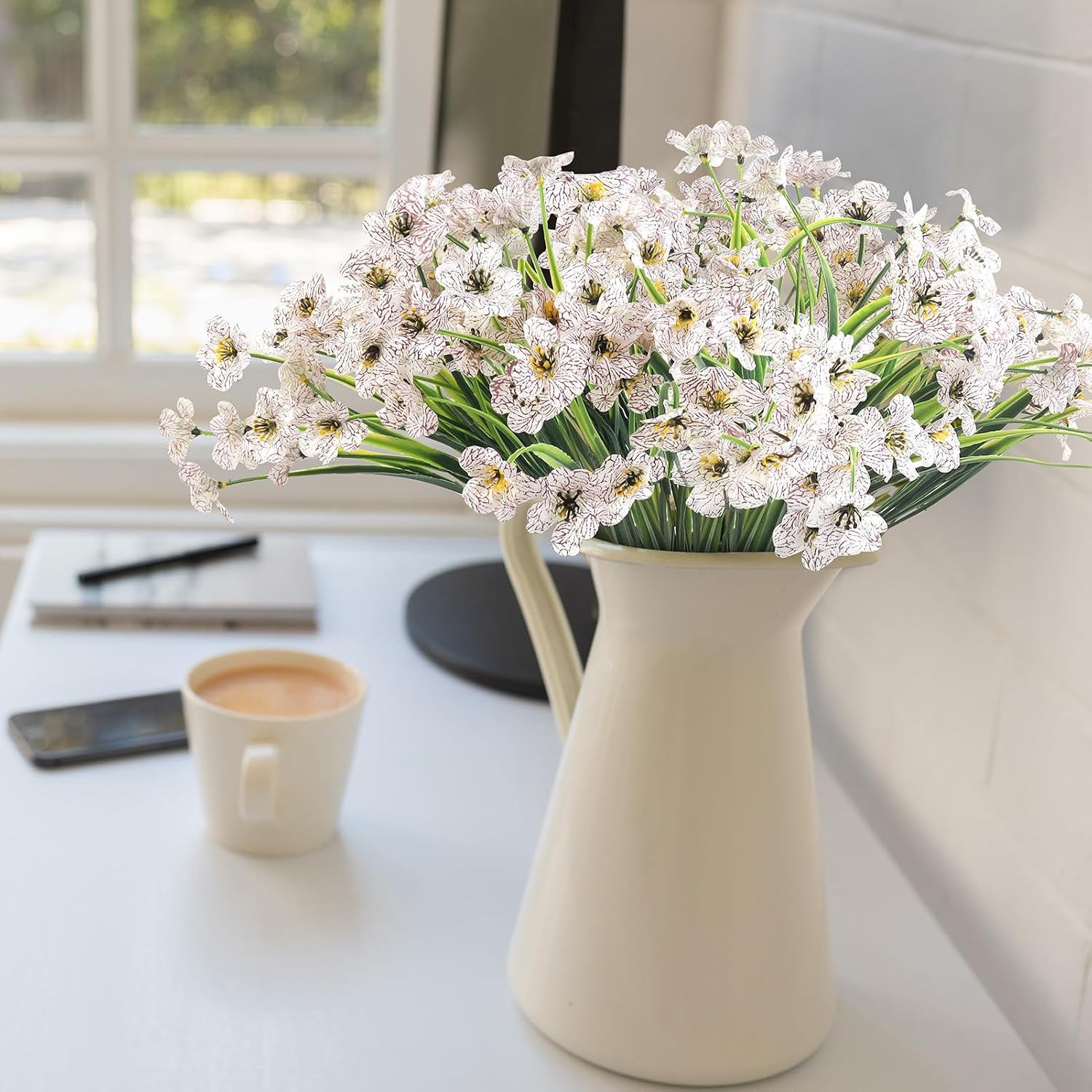 ColoPlay 24 Bundles White Artificial Flowers for Outdoors, Fake Flowers image 4