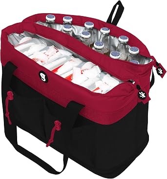 geckobrands 2 Compartment Tote Cooler Durable, Leak-Proof Insulated Cooler Bag for Food and Drinks
