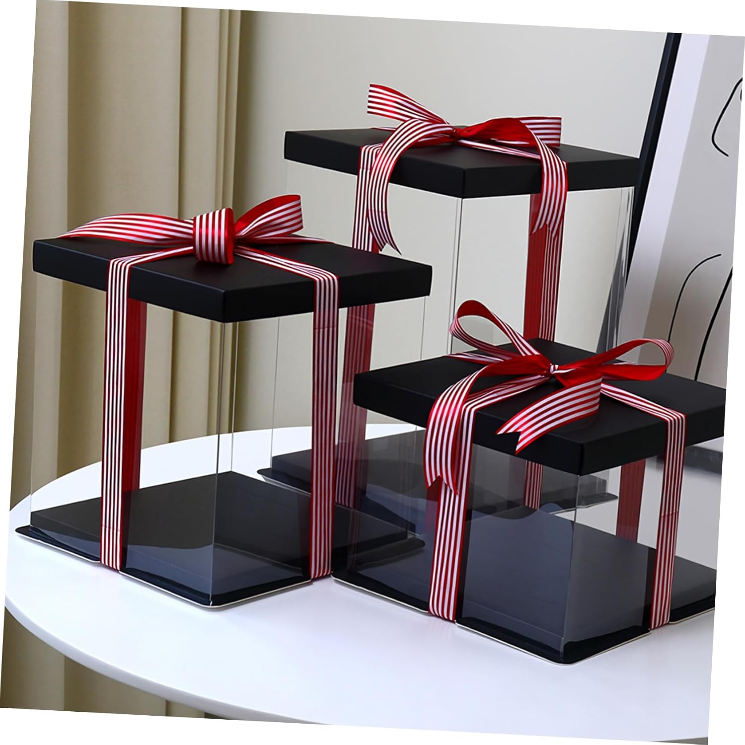 Premium Cake Box Set Lids Cake Containers for Parties Storage Box Transparent Design Baking Dessert Carrier