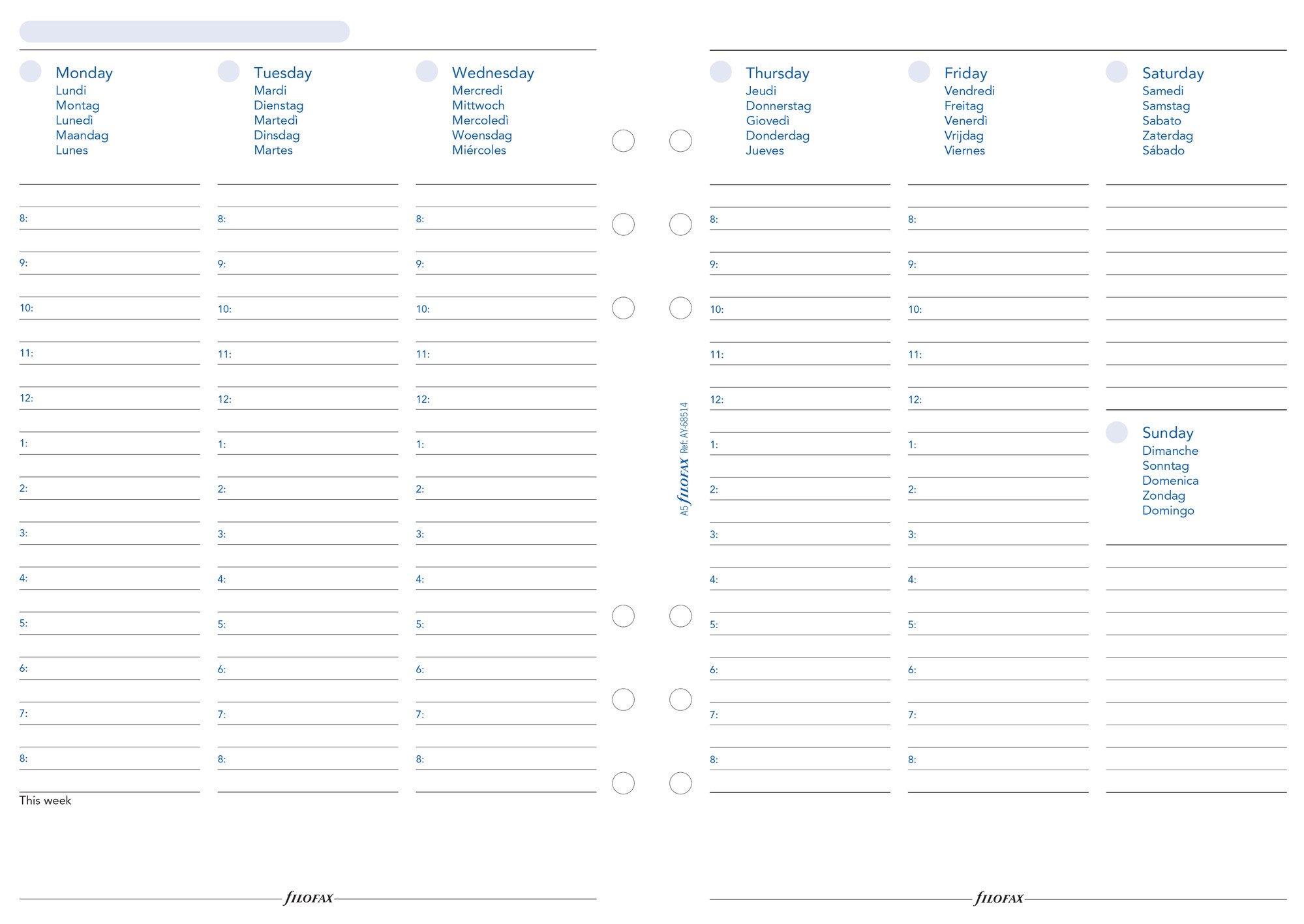 Image secondaire de Agenda A5 Non Daté Filofax - Semaine sur Deux Pages - Blanc
