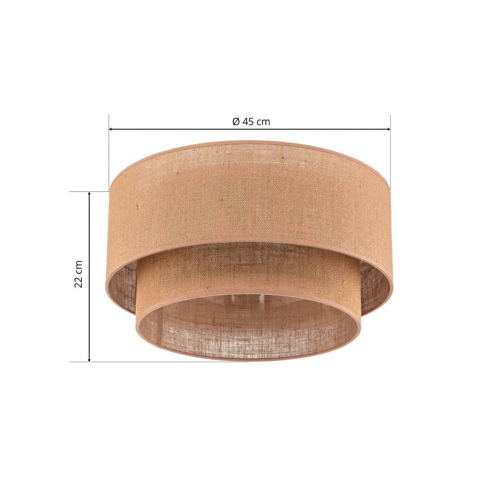 Euluna Deckenleuchte Jute Ø 45 cm, Deckenlampe 1x E27 ohne Leuchtmittel Wohnzimmerlampe Deckenbeleuchtung Schlafzimmerlampe Esszimmerlampe