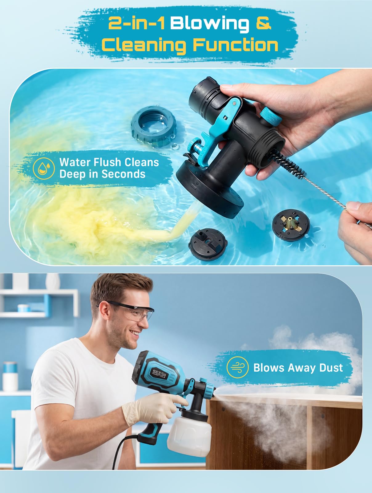 Seesii Paint Sprayer - HVLP Paint Gun -6