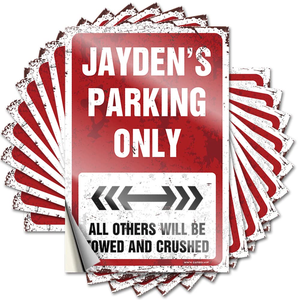 Van Hard Tattoos | Jayden's Parking Only Accent Durable Vinyl Sticker Easy Apply for Halloween(12X18CM)