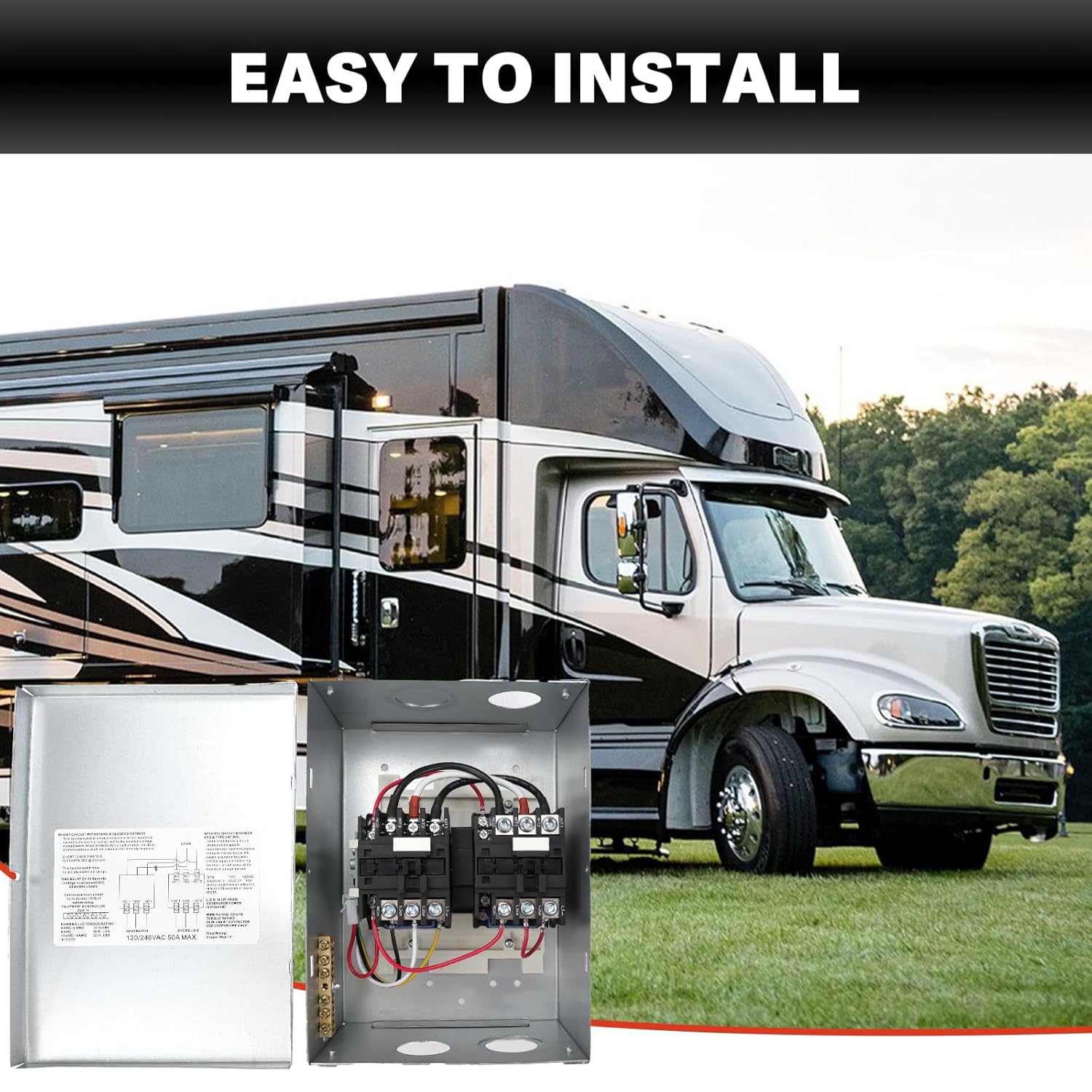 USTAR RV Automatic Transfer Switch, Automatic Transfer Relay Switch 50 Amp, 120/240 VAC for RV, Camper, Travel Trailer, Speedboats