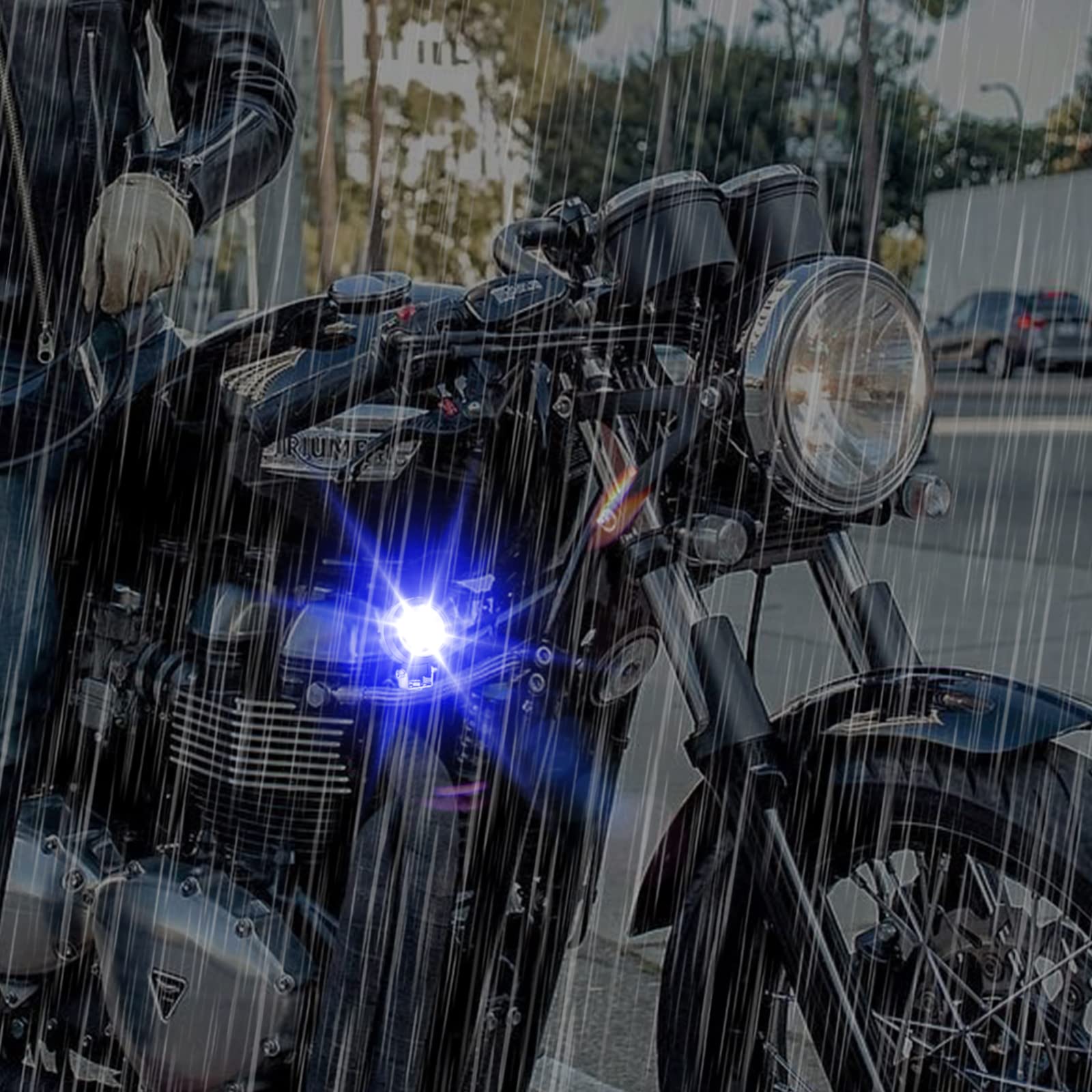Phares de Moto LED 12V/24V Phares Antibrouillard de Moto Led Lumières Auxiliaires Feux Additionnels LED Motos DRL Ange Yeux 20W 3” (Inclure le commutateur) 2Pcs