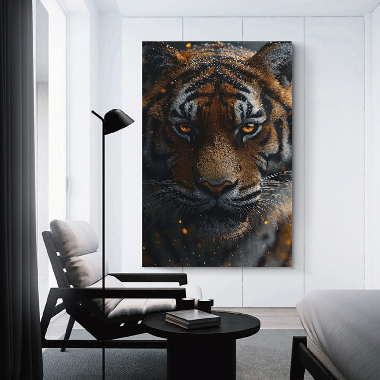 Junmoney Tiger Portrait with Golden Eyes Home Decor Wall Art 20x30inch(50x75cm), for Office, Study Or Home Workspace, Home Office Artwork with Decorative Appeal