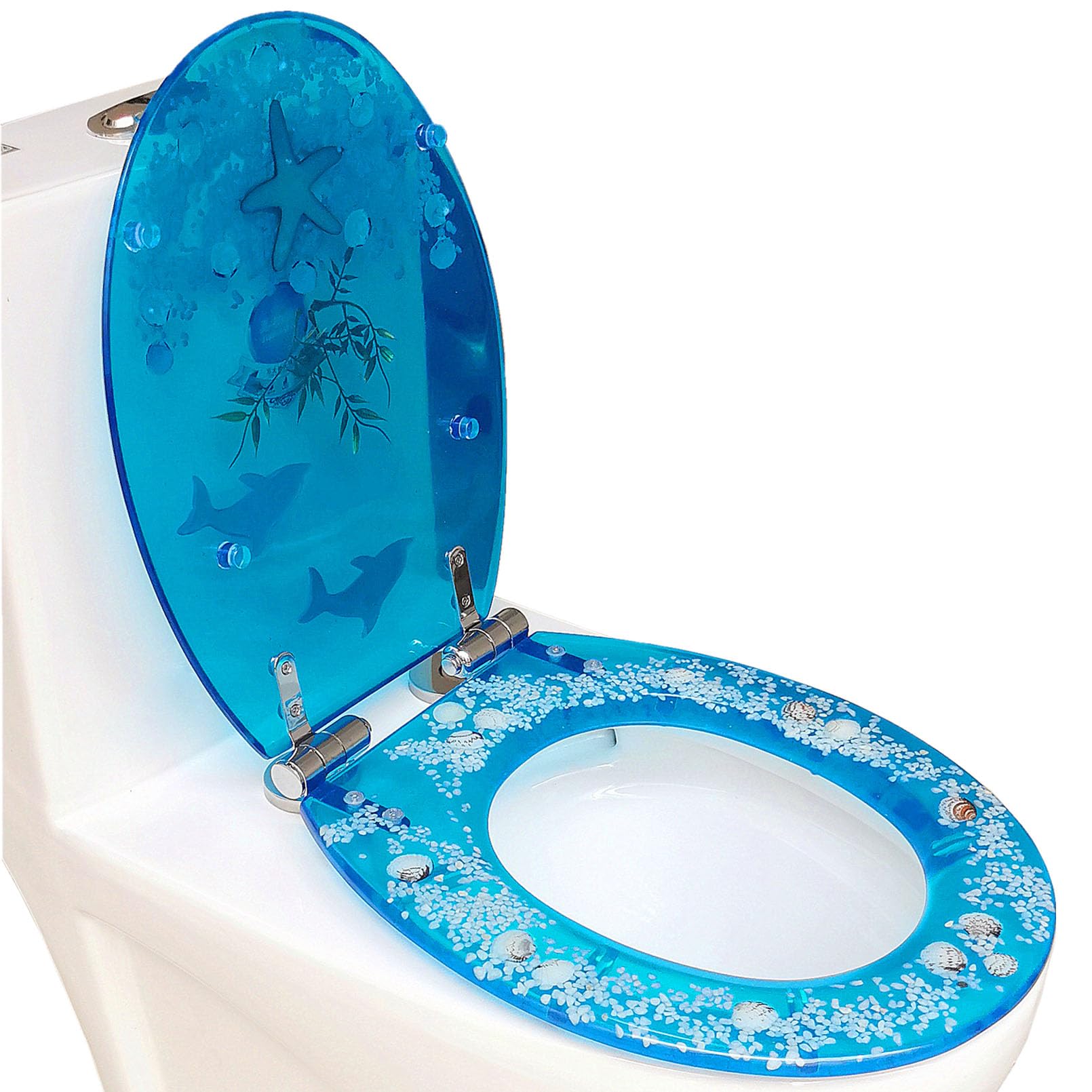 Abattant WC à fermeture souple amortie et charnières ultra résistantes