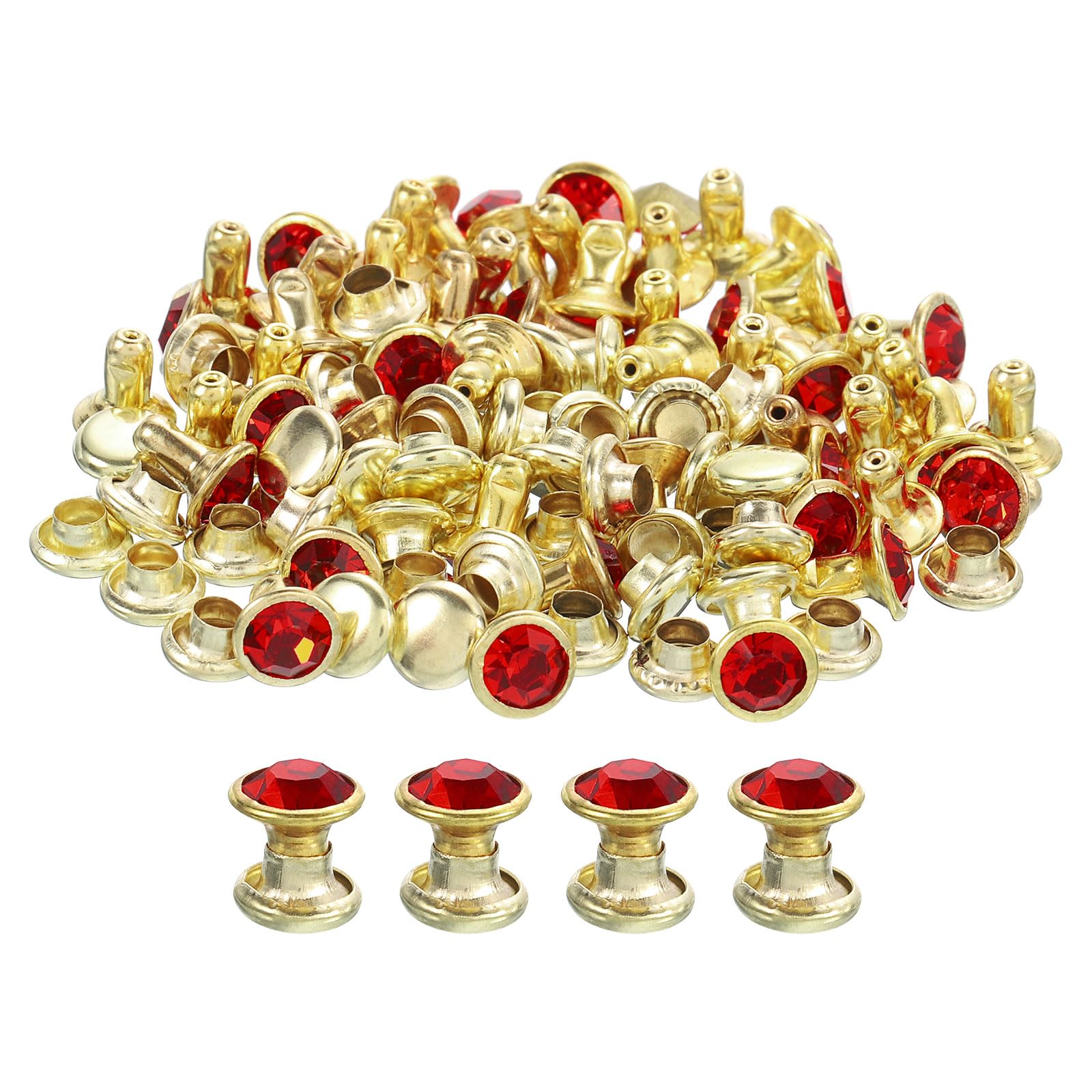 Rivets strass 6 mm pour maroquinerie avec fixation double capuchon solide x100