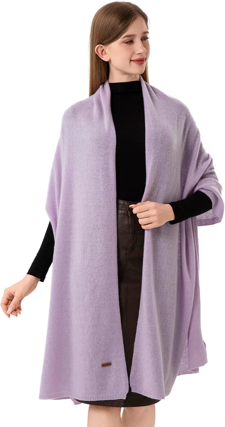 100% Cashmere Wrap Warm Soft Knitted Scarf Stole for Women Airplane Travel Blanket 87x28 in Extra Large Pashmina - Image 2