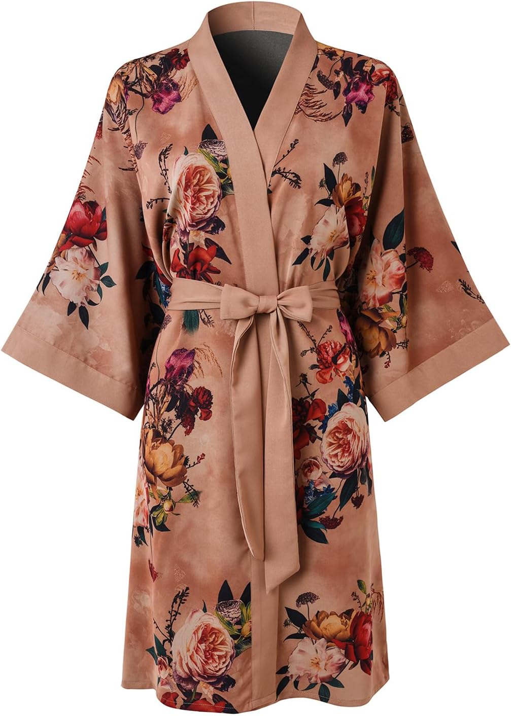 Ledamon Women's Kimono Short Robe for Women - Pocket Floral Bathrobe Nightgown