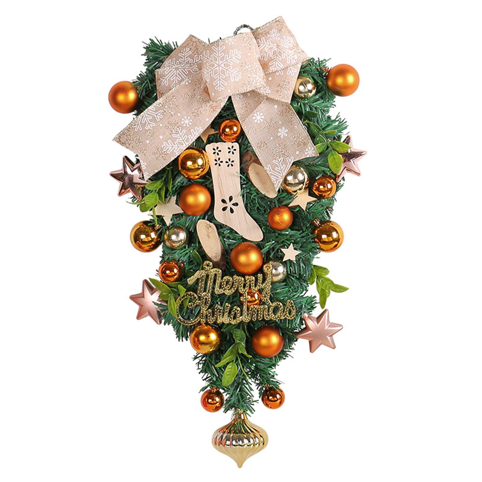 Kalttoy Beautiful Tree Arrangement Artificial Wreath Decoration with Bowknot Delicate Wreath for Christmas Decoration Party Celebration Aisle Fence
