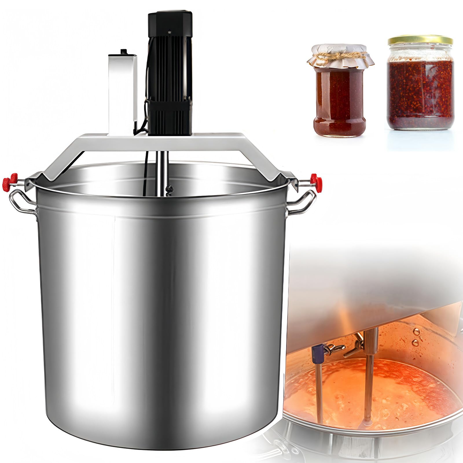 Batidora De Base para Olla Caliente, Batidora Automática De Mermelada De 40 L, Batidora Eléctrica De Acero Inoxidable. Batidora De Calor Comercial con Velocidad De Mezcla Ajustable