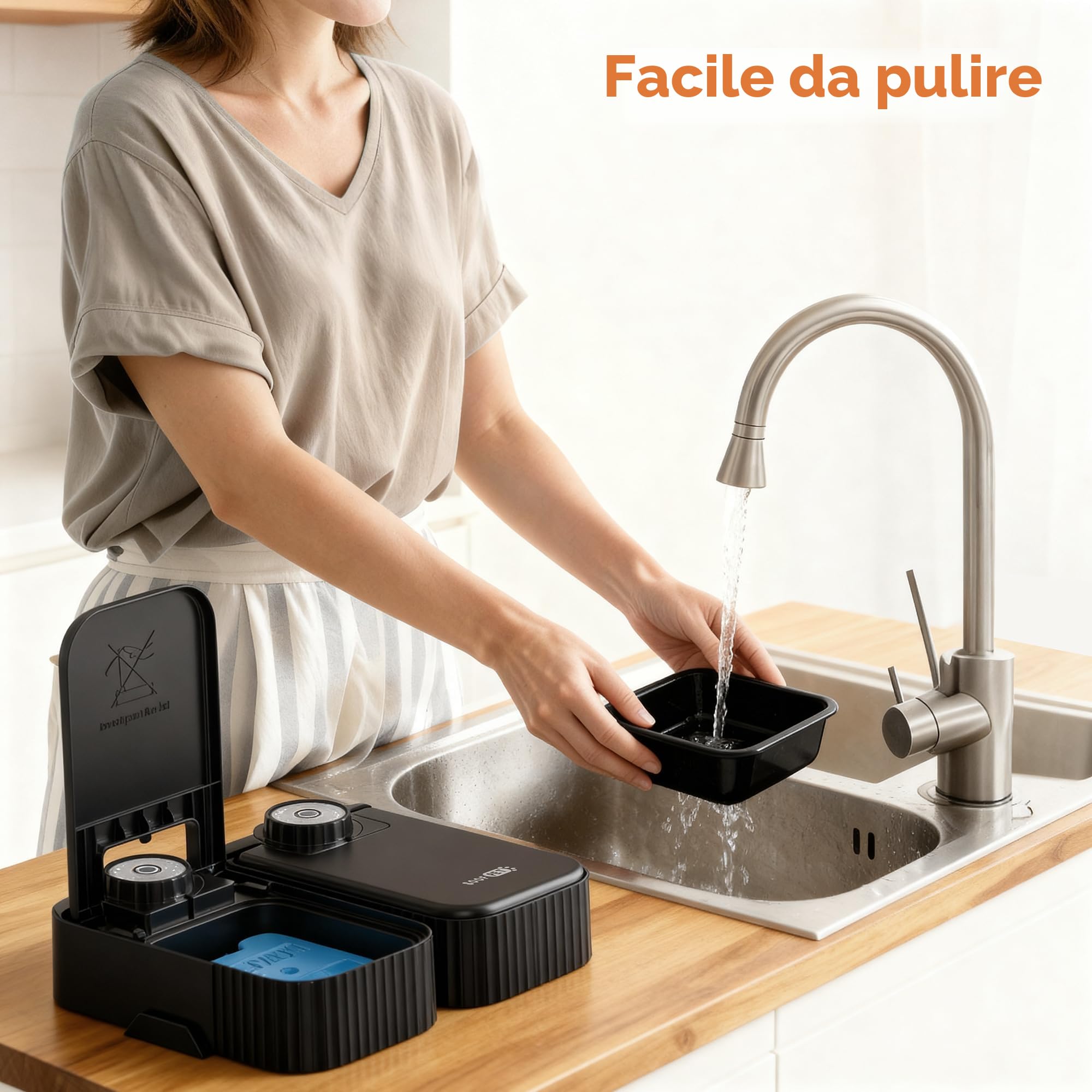 Distributore Automatico Cibo Gatti Umido: Dispenser Crocchette Gatto con Timer di 48 Ore - Dosatore Crocchette per Gatti senza Fili con 1 AA Batteria - Pasti Fino a 350g Ciascuno - Nero