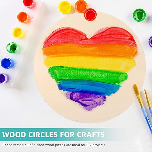 Miniatura 6 de Jetec 4 círculos redondos de madera de 30 pulgadas para manualidades, recortes de madera, discos de madera sin terminar, redondos de madera para