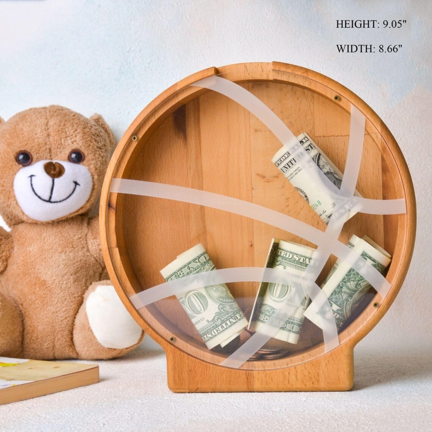 Personalized Basketball Wooden Piggy Bank for Kids image 3
