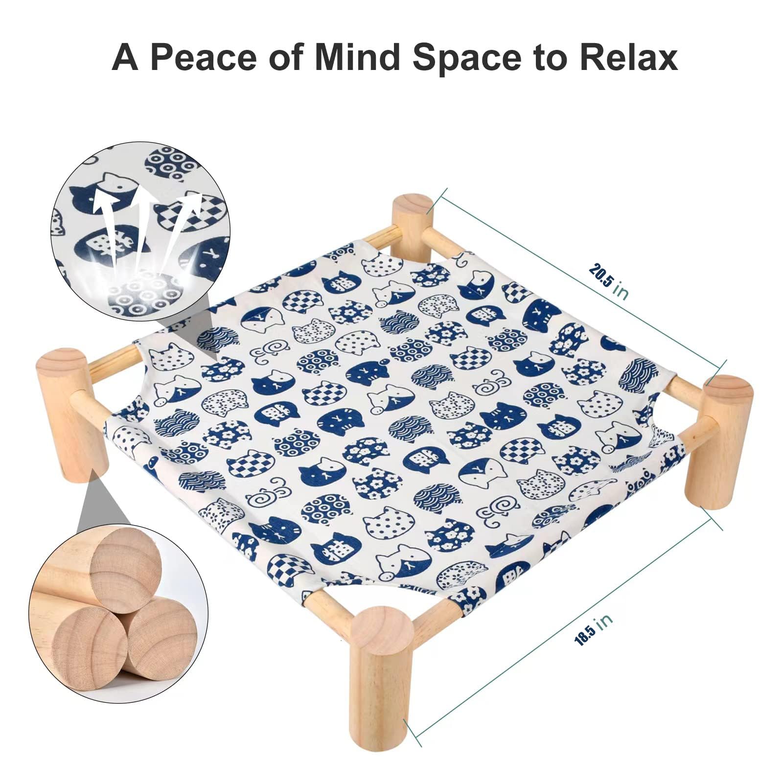 ميكنج تيك سرير خشبي مرتفع للقطط قابل للازالة والغسل، سرير للقطط جيد التهوية مناسب للقطط والجراء في الداخل والخارج | سهل التجميع (قطة)