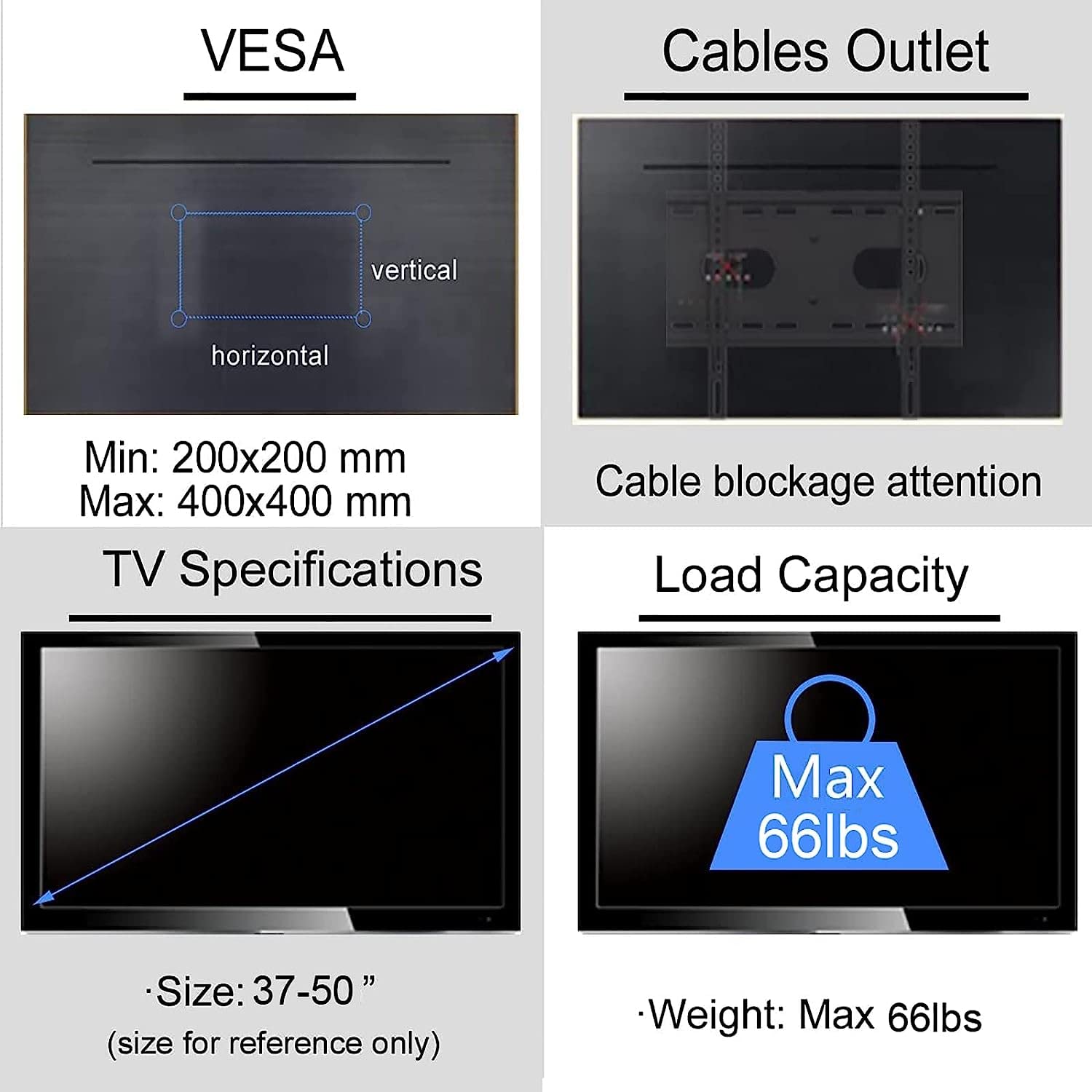 Soporte de techo para TV, giro suave, inclinación y extensión, carga máxima de hasta 25 kg, se adapta a la mayoría de soportes de TV LED de 37 a 50 pulgadas (2 m)