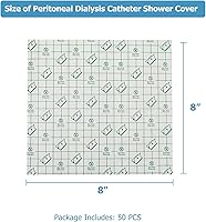 Vista 2 de Mediss Cubierta de ducha de catéter de diálisis peritoneal, barrera de protección de vendaje de película transparente, 8 x 8 pulgadas, 50