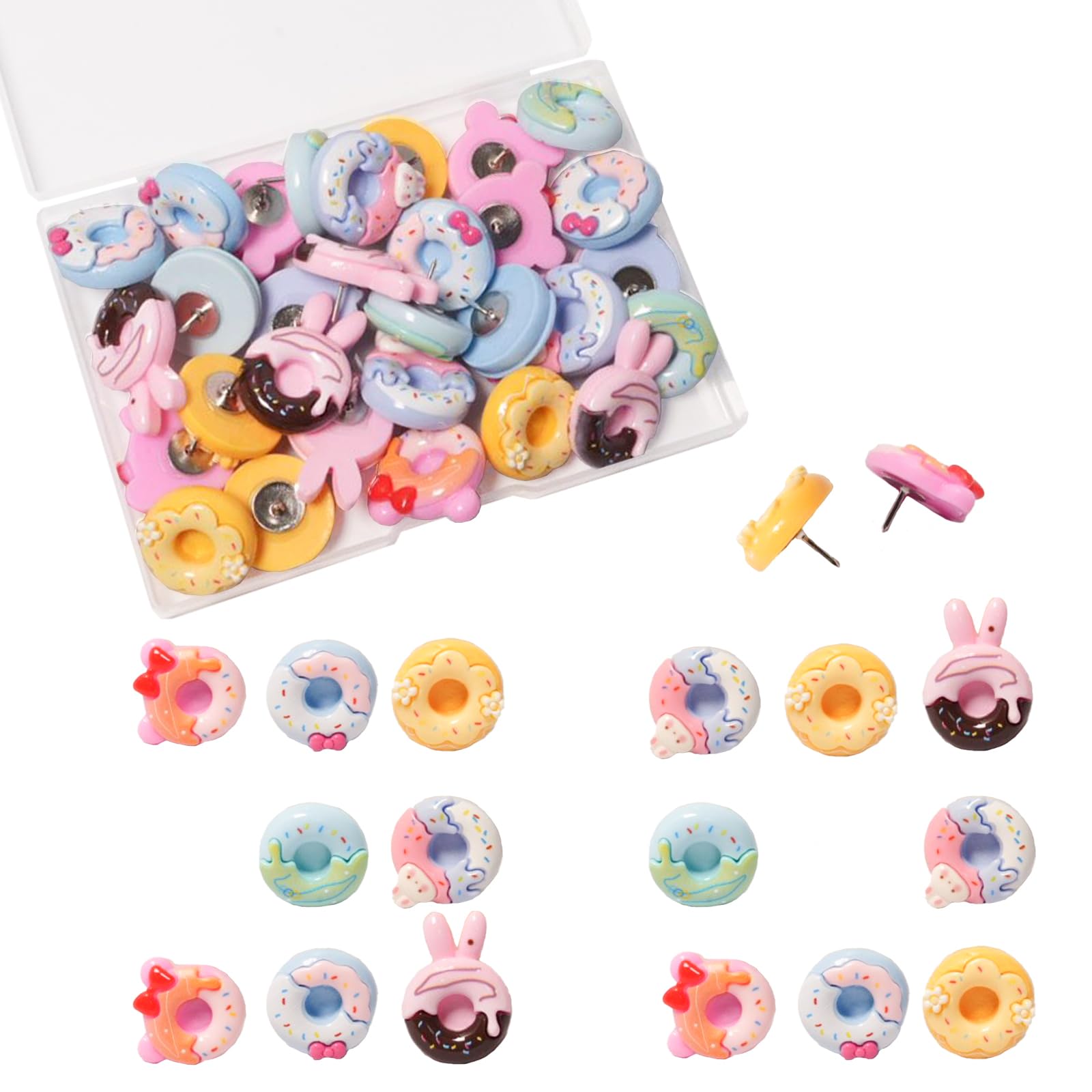 30 chinchetas coloridas en forma de postre para el hogar, la escuela, tablón de anuncios, pared de fotos, 30 unidades