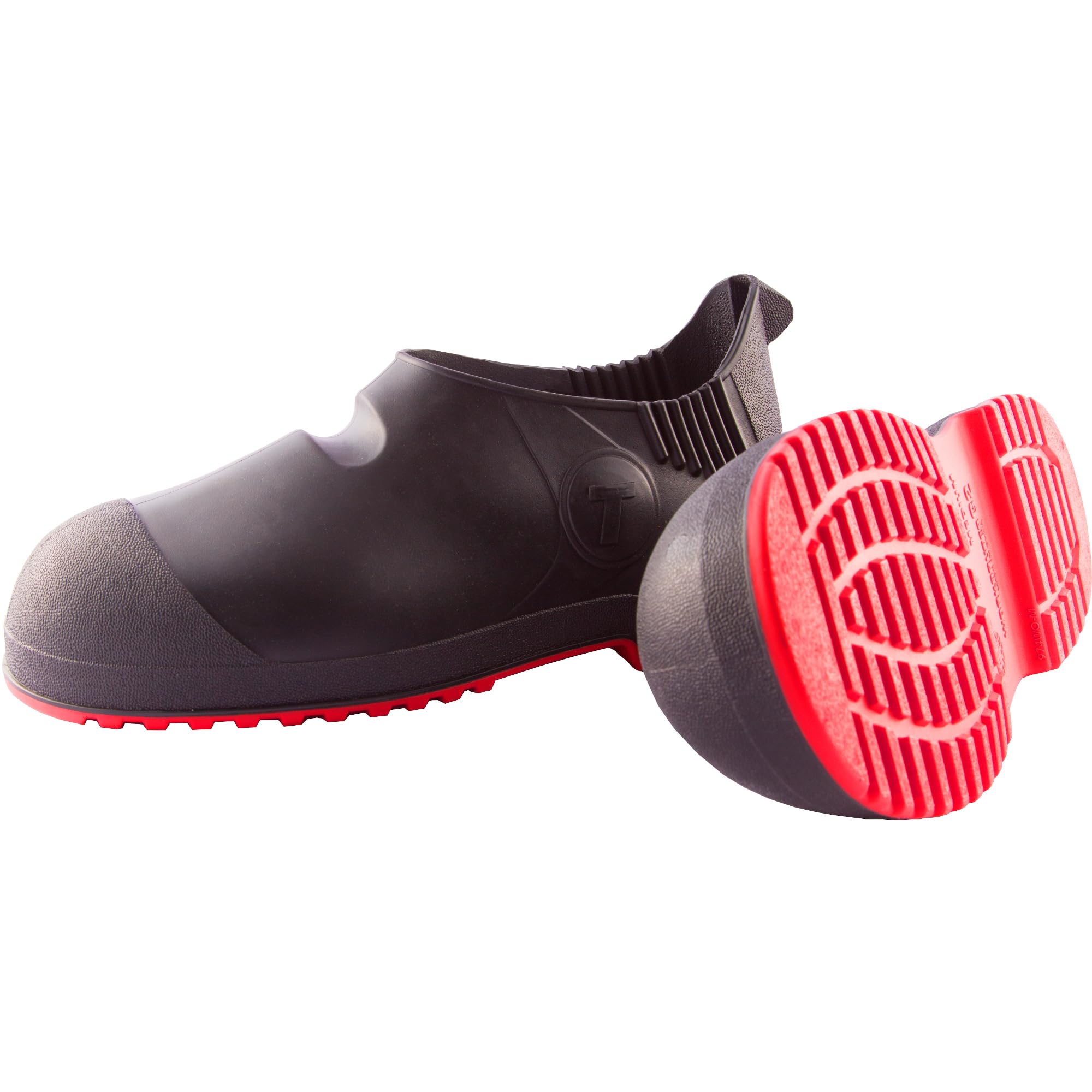 Tingley Workbrutes G2 Sur-chaussures en PVC 14 cm - Dessus noir - Semelle rouge - Semelle extérieure à crampons