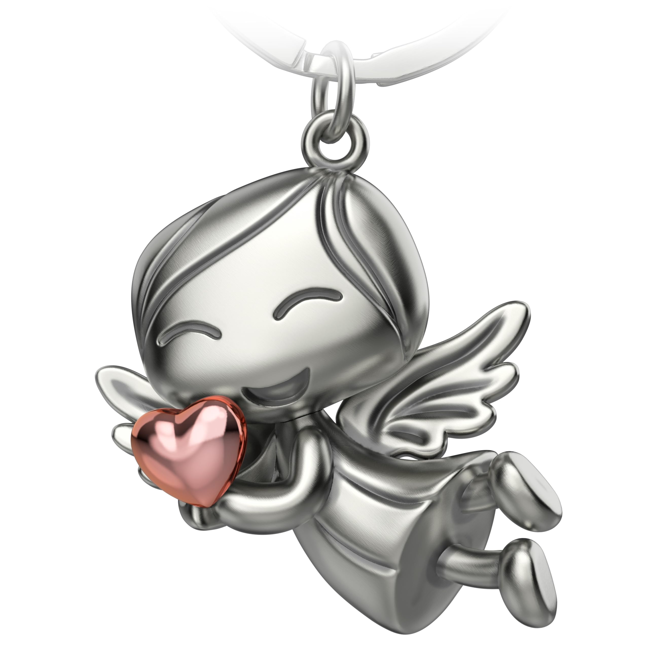 FABACH Guardian Angel Keyring Lucky with Heart – Angel Lucky Charm Keyring Love – Gift Guardian Angel Lucky Charm – Angel with Heart as a Gift Idea for Girlfriend