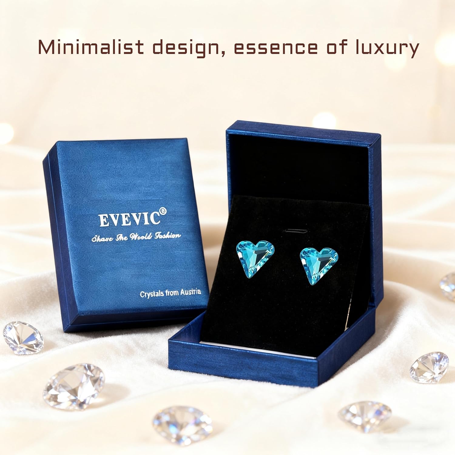 Fashion Austrian Crystal Heart Stud Earrings for Women 14K Gold Plated Hypoallergenic Formal Jewelry Gift - Image 7