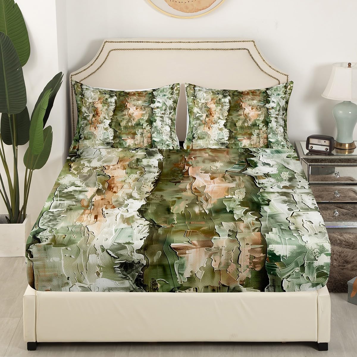 Erosebridal Vintage Bark Bed Sheets Full Size,Abstract Texture Fitted Sheet,Chic Botanical Bedding Set,Rustic Farmhouse Country Decor Sheets