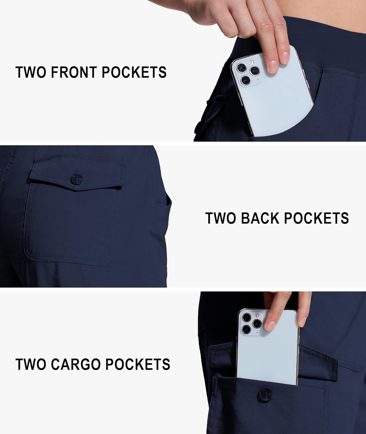 Women's Cargo Capris Pants,Quick Dry Stretch Hiking Pant with 6 Pockets for Travel Casual Outdoor Walking Camping - Image 5