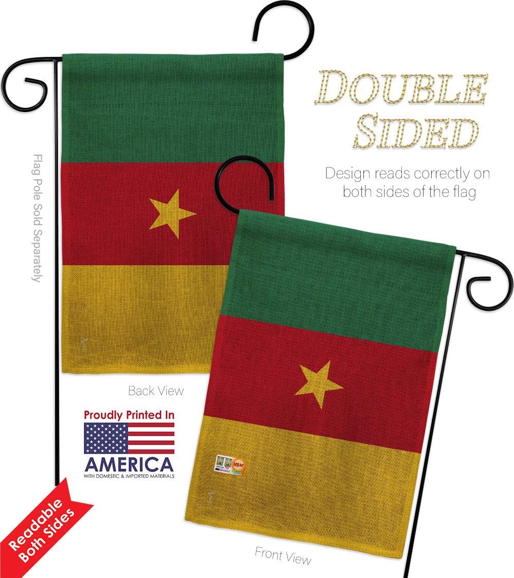 Cameroon Burlap Garden Flags Pack Regional Nationality Nation International World Country Particular Area Support Our Troops Small Decorative Gift Yard House Banner Double-Sided Made In USA 13 X 18.5