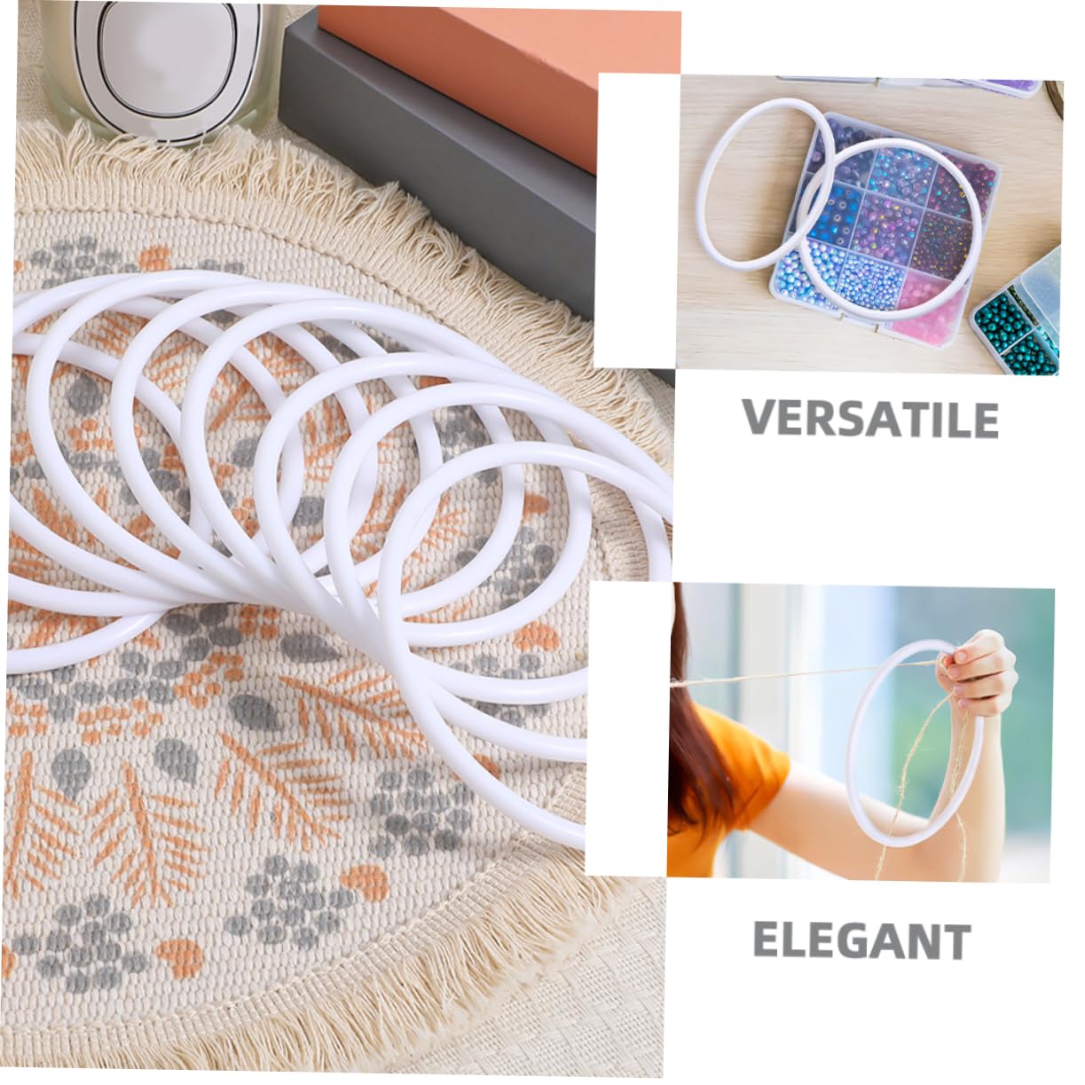 TOPBATHY 120 Piezas Accesorios para atrapasueños Accesorios de plástico aro de macramé Floral aro de Bordado Marcos Suministros de macramé Aros Base atrapasueños el plastico