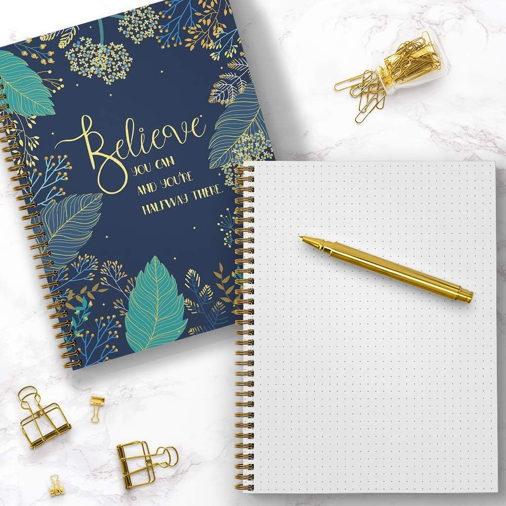 Gotcha Covered Notebooks Softcover Believe You Can 8.5" x 11" Motivational Dot Grid Journal/Spiral Notebook, 120 Dot Grid Pages, Durable Gloss Laminated Cover, Gold Wire-o Spiral. Made in the USA image 5