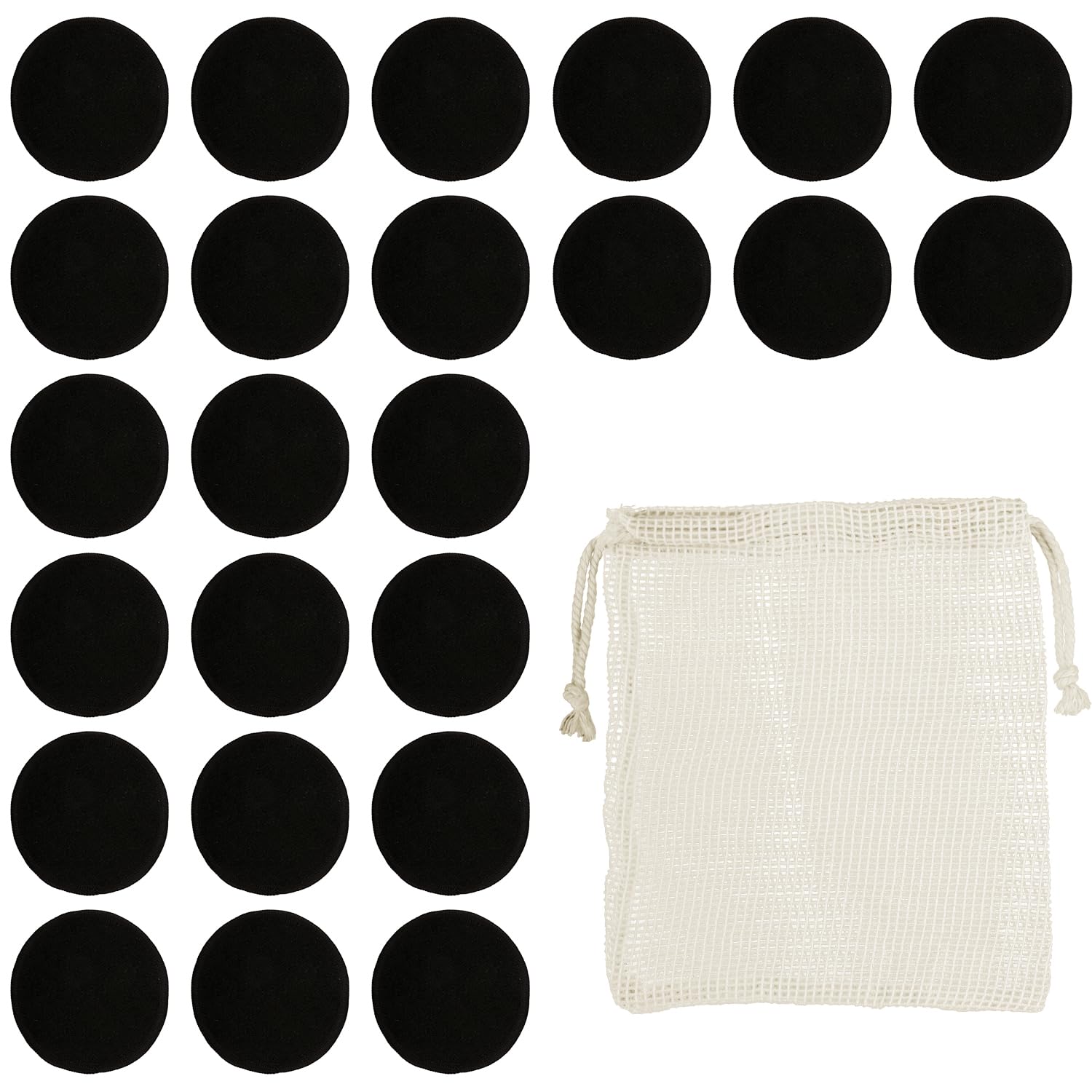 Luckious 24 PCS Bamboo Fiber Makeup Remover Pads, Reusable Face Puff for Gentle Cleansing and Makeup Removal, Eco-Friendly