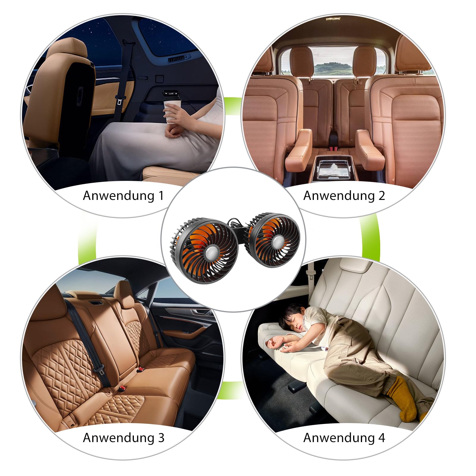 Ventilateur Double Tête Ventilateur Électrique Pour Voiture, Véhicules, Camping-Car, Suv