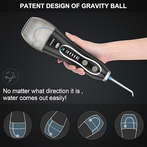 Miniatura 4 de H2ofloss Irrigador dental portátil con 5 modos, 6 puntas de chorro reemplazables, limpiador de dientes impermeable recargable para el hogar