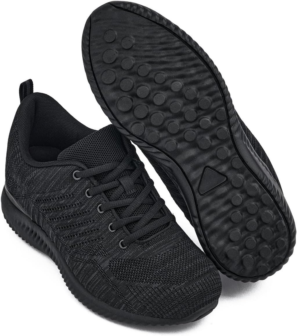 CALTO Men's Invisible Height Increasing Elevator Shoes - Black/Charcoal Grey Ultra Lightweight Sporty Sneakers - 2.6 Inches Taller - Q213 - Size 9 D(M) US - Image 6