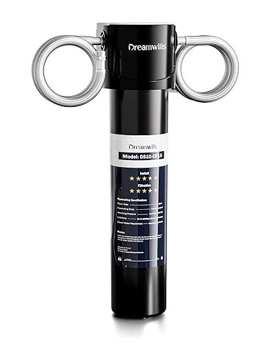 Dreamwills DS15 - Sistema de filtro de agua para debajo del fregadero, filtración de grifo de cocina de conexión directa de 1.3 GPM, instalación sin