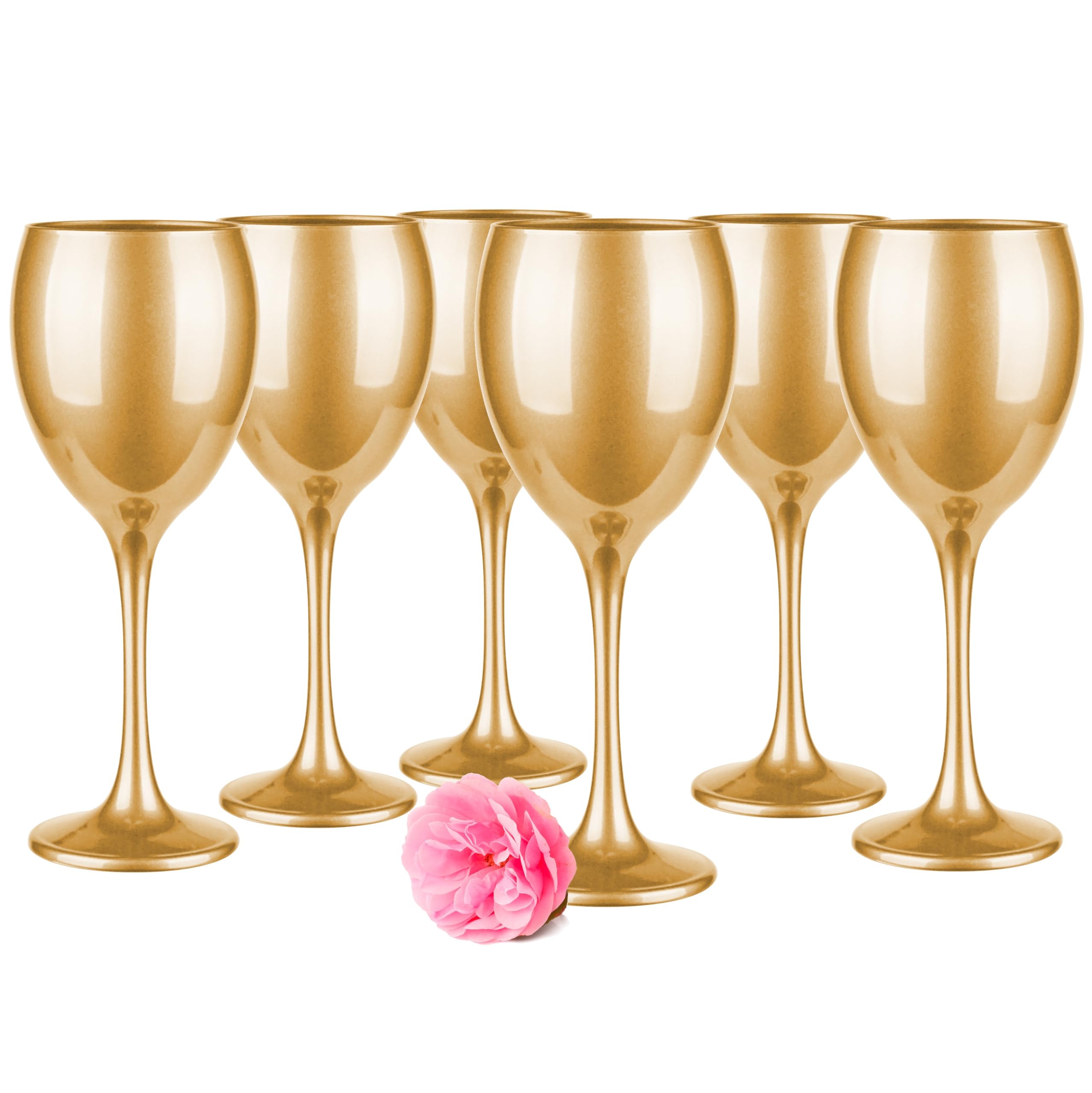 Set de 6 verres à vin blanc Glasmark Krosno 300ml avec pied et détails en or métallique