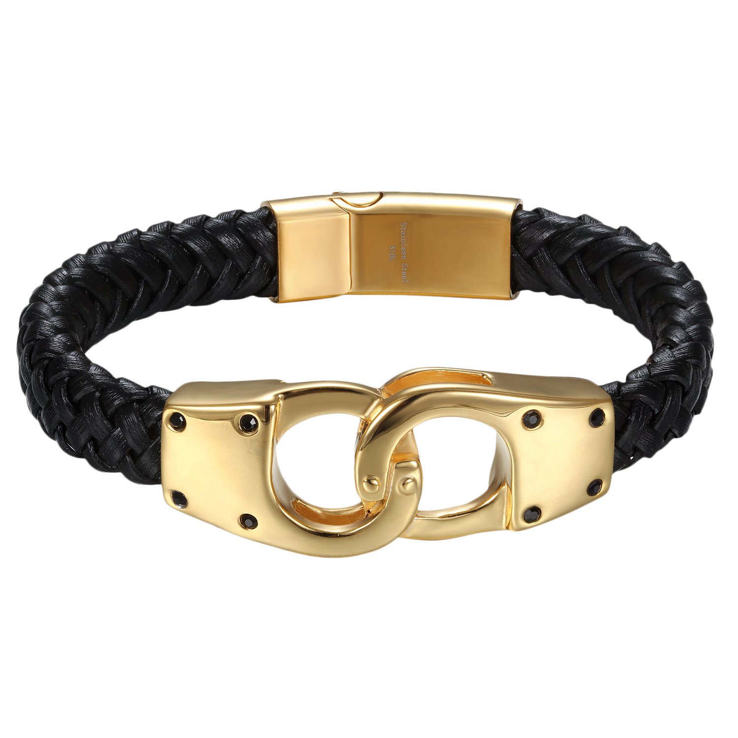 OIDEA Herren Armband Leder mit Magnetverschluss: Geflochten Armreif Handgelenkn Lederarmband mit Magnet Verschluss Vintage Retro Stil Schmuck Geschenk für Männer Junge Silber Gold Schwarz Blau