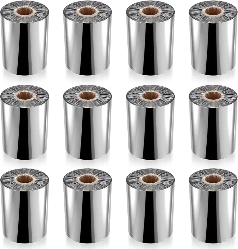 Maitys 12 Rolls 4.33'' x 1476' Resin Enhanced Wax Printer Ribbon Bulk Black Thermal Transfer Label Ribbon 1'' Core Ink Out 1 Roll Compatible with Zebra Zt230 Zt410 Zt420 Zt610