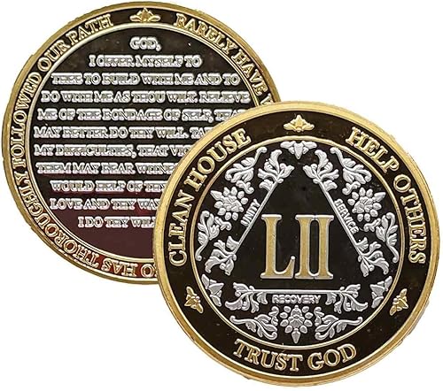 Miniatura 34 de Medallón anónimo de Alcohólicos Anónimos de Plata y Oro 1-60 años (20 años (XX)) Cápsula de Moneda AA Incluida