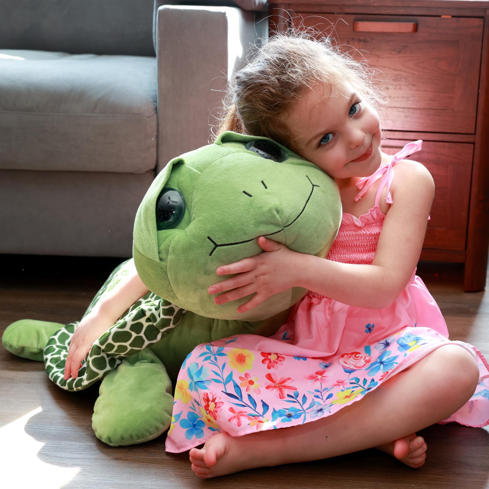 MorisMos Giant Sea Turtle Stuffed Animal Plush Pillow - 31.5" Big Stuffed Turtle Plush Pillow for Kid &amp; Adult, Large Holiday Toy Gift for Marine Lovers, Cuddly Ocean Creature Decor,CE/CPC Certified