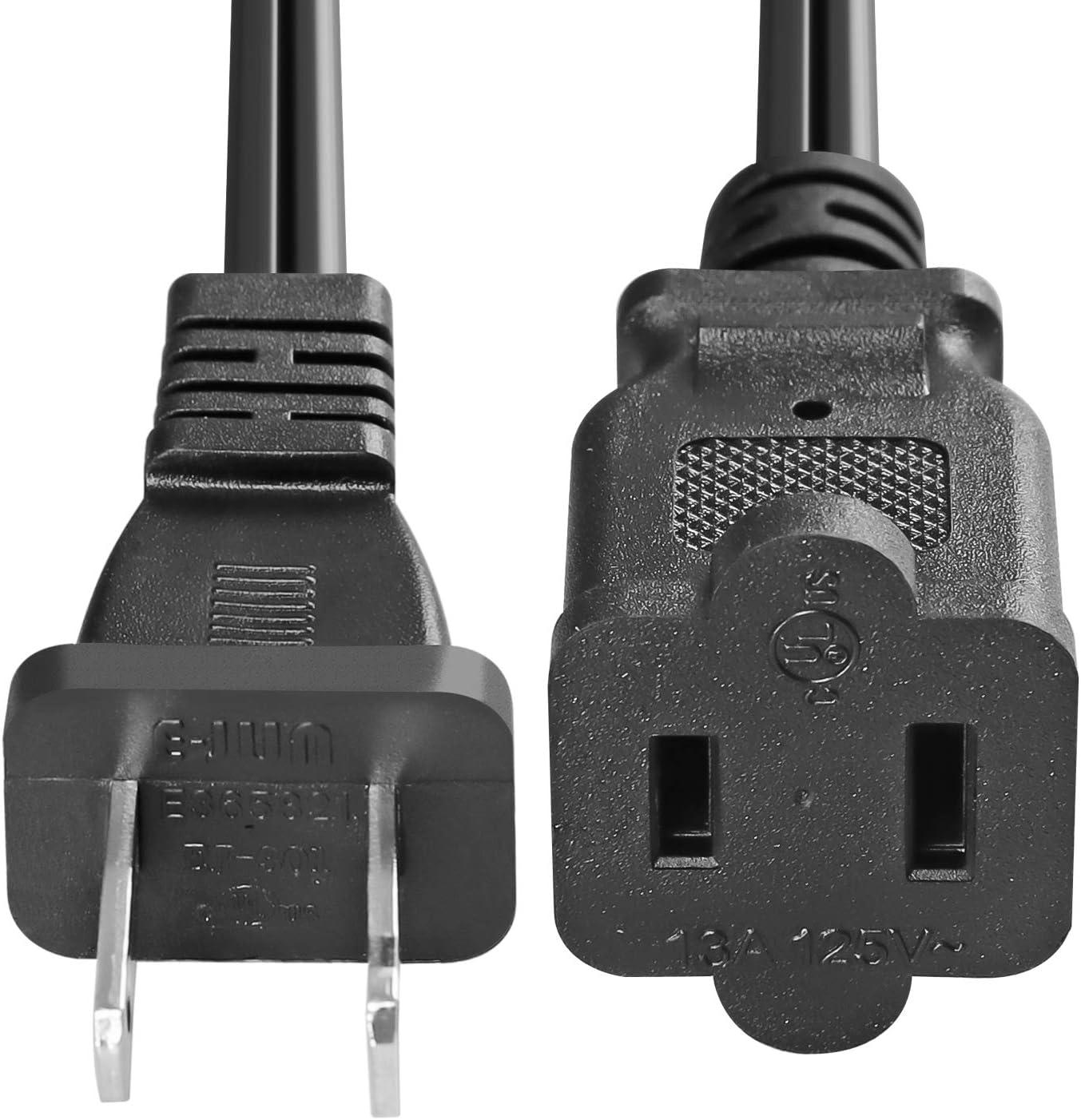 US AC Power Extension Cable Cord 2-Prong Polarized Male to Female Extension Cord for NEMA 1-15P to NEMA 1-15R (6 FT)