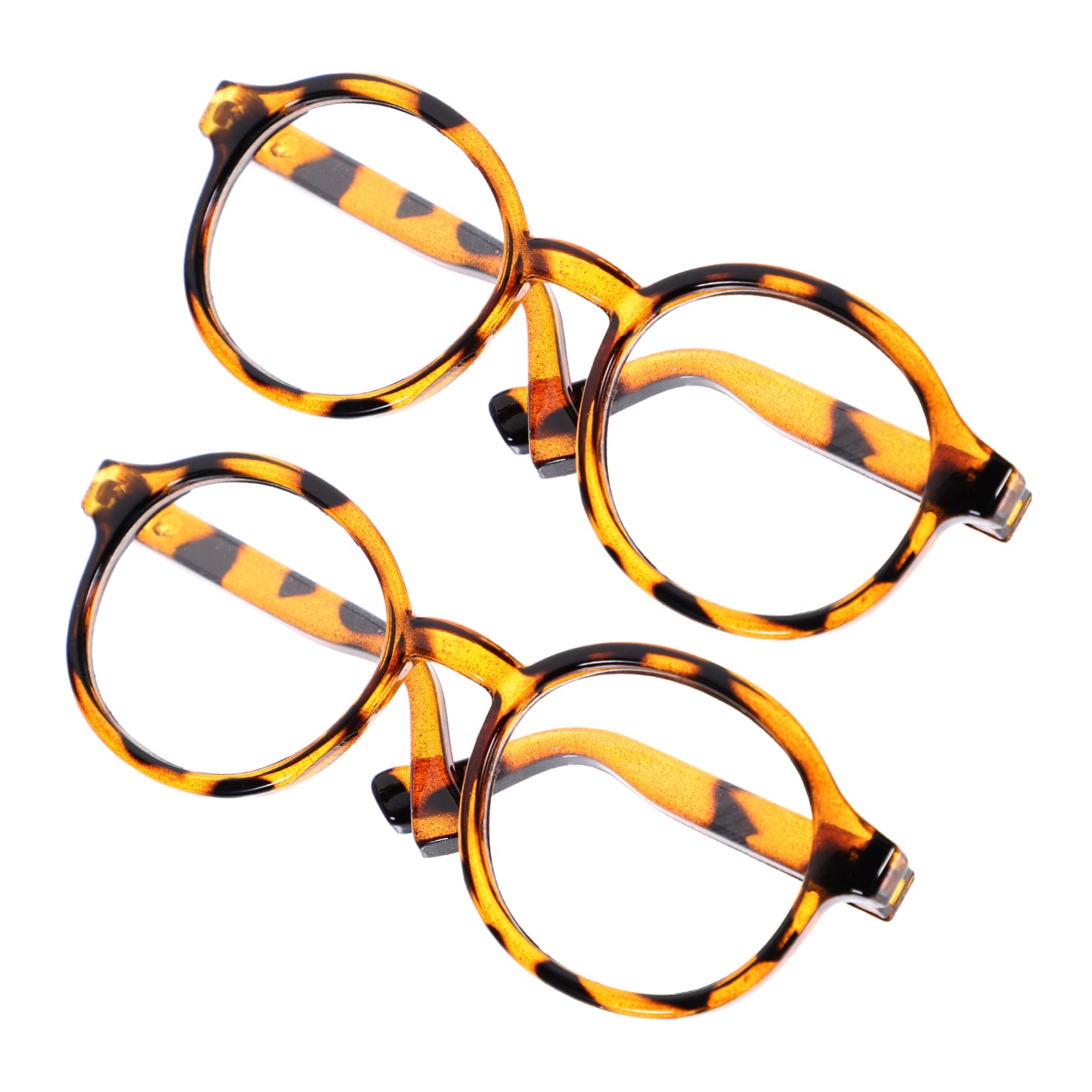 TOYANDONA 2pcs Doll Glasses Plastic Leopard Print Eyeglasses Decorative Mini Glasses for Dolls Stylish Eyeglasses for Dress Up and Photography Small Sunglasses
