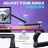 CAHAYA Microphone Boom Arm Professional Low Profile Adjustable Microphone Arm with Extension Rod Under-Screen Design for Streaming & Recording, Load Capacity up to 2.5 kg Microphone Swivel Arm - 5