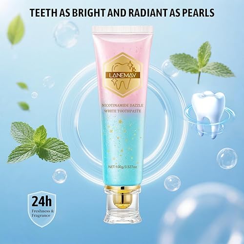 Miniatura 6 de Paquete de 2 pasta dental blanqueadora de niacinamida para adultos con dientes sensibles, protección de esmalte, aliento fresco las 24 horas,