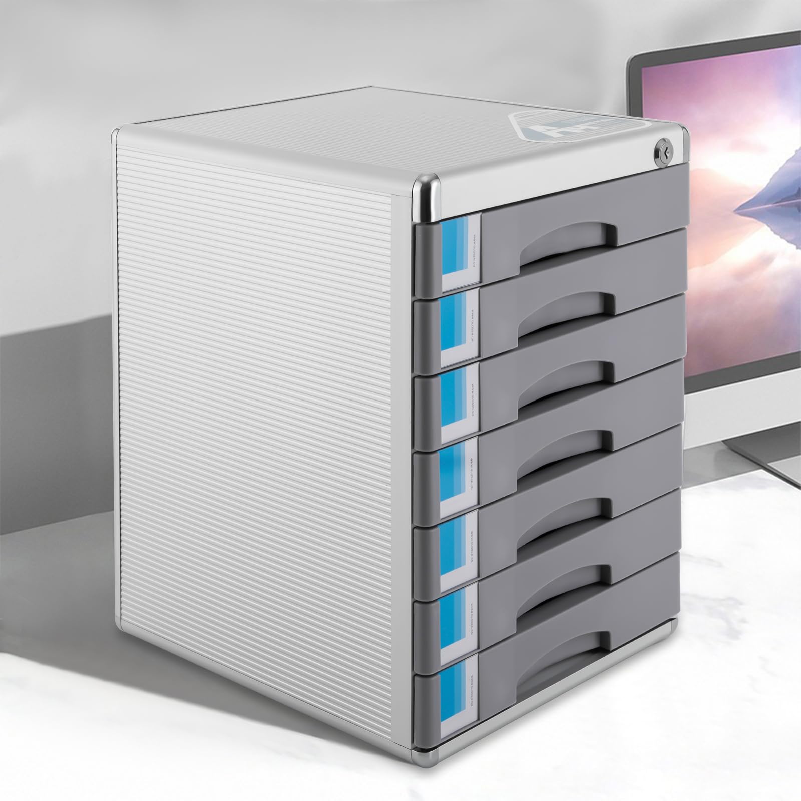 7 cassetti Desktop File Cabinet Filing Cabinet con Label Lock Office per case, uffici, ospedali, alberghi, scuole, centri commerciali