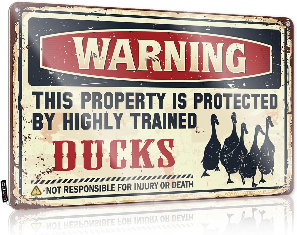 "Warning This Property is Prote..." 12x16in Metal Sign - Funny Decor