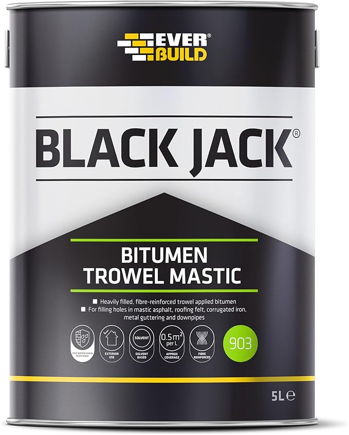 Everbuild Black Jack 903 Bitumen Trowel Mastic Heavily Filled, Fibre Reinforced and